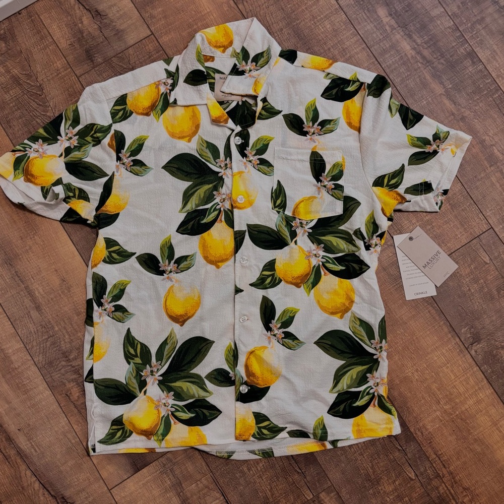 Lemon Print button up Shirt